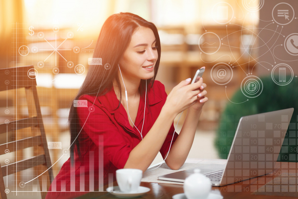 A young woman using a smartphone